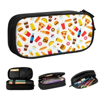 Красочный школьный пенал для быстрого питания для мальчиков и девочек, большая вместимость, сумка для карандашей с рисунком бургера, канцелярские принадлежности для студентов