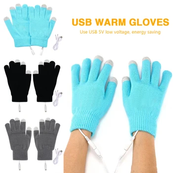 1 Пара практичных перчаток с подогревом USB Теплые перчатки для рук с подогревом, постоянная температура, сенсорный экран, Ветрозащитная зимняя варежка