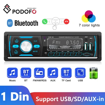 Podofo 1Din Автомобильный радиоприемник MP3-плеер Пульт дистанционного управления Bluetooth Аудио FM/AM/RDS/DAB + Автомобильный стерео 1Din Автомобильный радиоприемник USB/SD/AUX-IN Автомобильный аудио