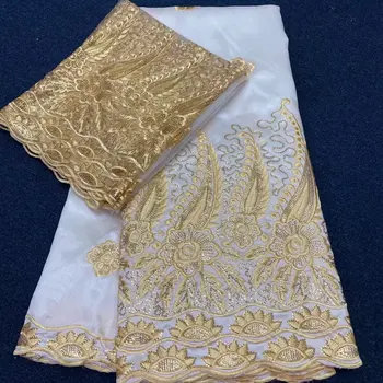 2023 Африканская ткань George, высококачественные обертки из индийского шелка-сырца, модные нигерийские кружевные ткани, комплект с блузкой для свадьбы