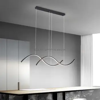 Минимализм, современные светодиодные подвесные светильники для кабинета, кухни, столовой, гостиной, подвесные внутренние черно-белые подвесные светильники 90-220 В