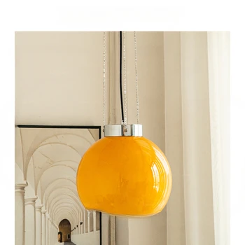 Винтажная гостиная Баухаус столовая ностальгическая люстра оранжевая стеклянная люстра космической эры