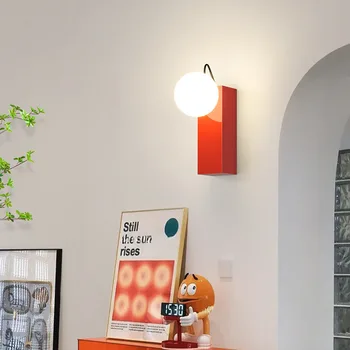 Настенный светильник с шариками в кремовом стиле, Скандинавская прикроватная лампа для спальни с магнитным всасыванием, Дизайнерские Интернет-красные лампы для детской комнаты, Горячие