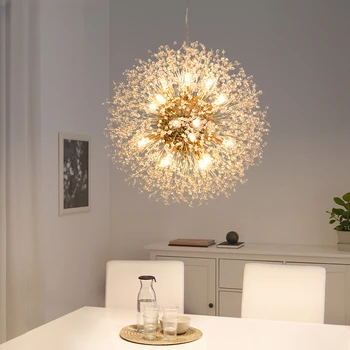 Современная хрустальная люстра в виде одуванчика в скандинавском стиле для спальни, столовой, творческой личности, хрустальной лампы для гостиной