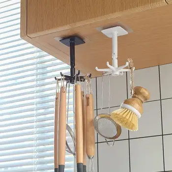 Кухонный крючок Многоцелевые крючки с поворотом на 360 градусов, Поворотная стойка для органайзера и аксессуаров для хранения ложек