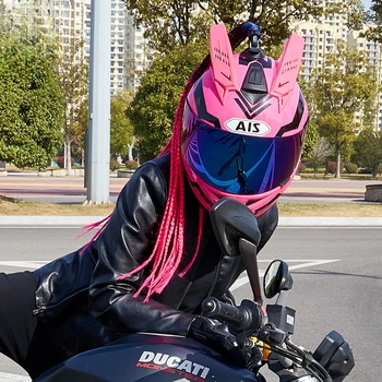 Мотоциклетный шлем, полный шлем, индивидуальность, Китайский шикарный противотуманный всесезонный универсальный мотоциклетный шлем с грязными косами анфас