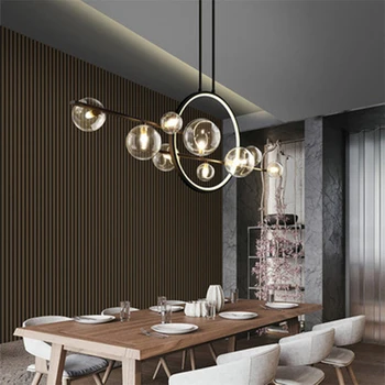 Современная светодиодная люстра из стеклянного пузыря, светильник в скандинавском стиле для гостиной, светильник для ресторана, кухонный гарнитур, Подвесные светильники для домашнего декора.