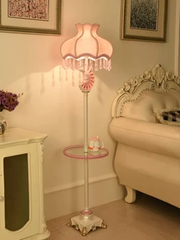 Гостиная, журнальный столик, торшер, ретро-розовый торшер, спальня, свадебный зал, прикроватный вертикальный торшер из павлиньей смолы