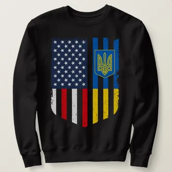 Украинский Американский флаг, Украина, Толстовки Унисекс, Новый 100% хлопок, Удобный повседневный мужской пуловер с капюшоном, Модная уличная одежда