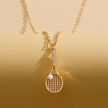 Изысканное ожерелье с подвеской в виде теннисной ракетки для женщин и девочек в стиле ретро Стимпанк, колье со стразами, ракетка, ювелирные аксессуары, Подарки