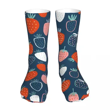 Красочные носки унисекс с клубникой, зимние носки, теплые повседневные носки из толстой вязки