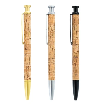 Выдвижная шариковая ручка, металлический зажим для ручки, деревянная ручка, кончик 1,0 мм