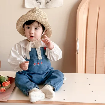 Одежда для маленьких мальчиков 2023 года, Корейский новый комплект одежды для новорожденных Grils, комбинезон и рубашки