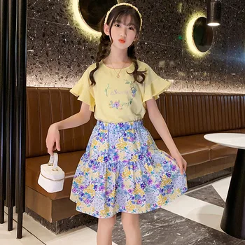 2023 Корейское летнее модное платье для девочек начальной школы, цельные платья для девочек, одежда для девочек, хит продаж, Детские платья для детей