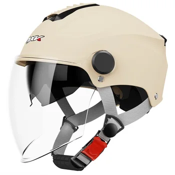 Летний мотоциклетный велосипедный шлем с двумя линзами Унисекс Регулируемый 54-61 см Дышащий Солнцезащитный амортизирующий защитный колпачок Шлем