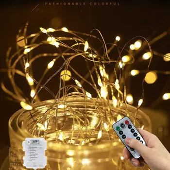 Гирлянда Fairy Light с дистанционным управлением Рождественское украшение для свадебной вечеринки 3 батарейки типа АА 8-режимная светодиодная гирлянда из водонепроницаемой медной проволоки
