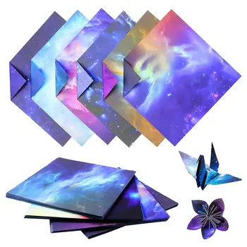 200 листов бумаги для оригами с рисунком космических звезд Галактики, двусторонняя цветная бумага для оригами для художественных промыслов (6x6 дюймов)