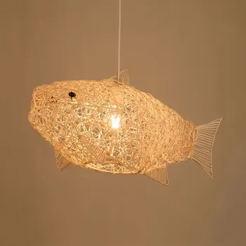 Люстра из Юго-Восточной Азии, креативное плетение из ротанга, Ресторан в форме рыбы ручной работы, Чайный домик, Персонализированный светильник для горячего