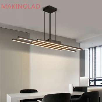 Светодиодная люстра в скандинавском минималистичном стиле для ресторана, гостиной, чайной, Черная люстра для бара, Потолочная люстра для кухни