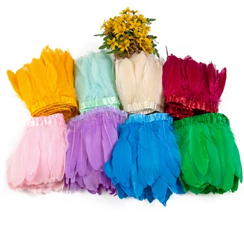 Отделка из гусиных перьев длиной 1/2/5 метра, украшение для свадебной вечеринки, Бахрома для одежды, Макраме, Цветные перья, ленты для рукоделия, сделанные своими руками