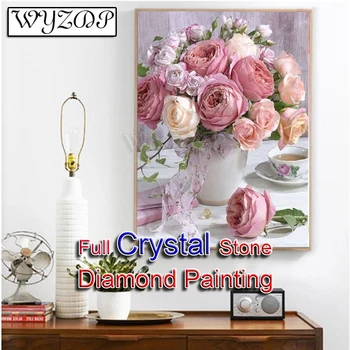 5D Diy Алмазная живопись Цветок, Полная Квадратная Хрустальная мозаика, Вышивка крестиком, Подарочный набор Crystal Diamond Art Home Decor 230618