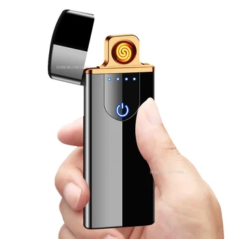 Новая сенсорная USB-зажигалка 2023 года, Перезаряжаемая Зажигалка, Ветрозащитная USB-Электронная Зажигалка для сигарет, Аксессуары для дыма, Подарочная зажигалка-фонарик