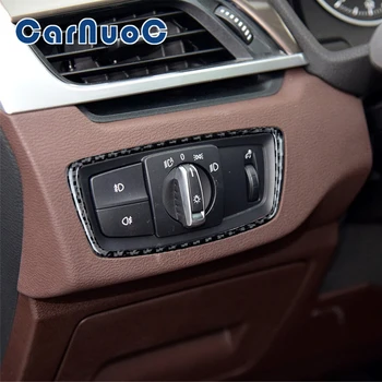 Наклейка из углеродного волокна, Панель управления Затемнением фар, Декоративная накладка для BMW X1 F48 2016 2017 2018, Аксессуар для интерьера автомобиля