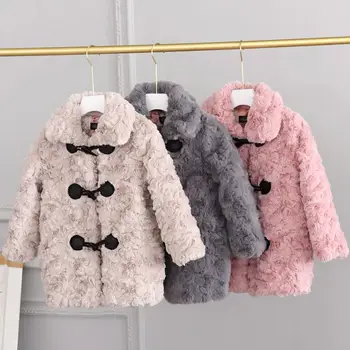 детские куртки для девочек, зимнее пальто из искусственного меха, утепленная меховая куртка для мальчиков и девочек, Ветрозащитная Длинная парка, детская верхняя одежда и пальто