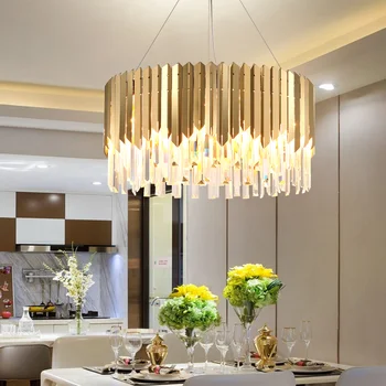 Светодиодная художественная люстра, подвесной светильник, роскошный скандинавский кристалл, овально-круглый для ресторана, барного стола, спальни, гостиной