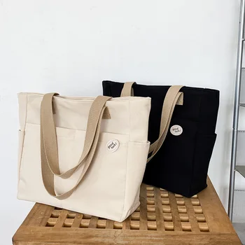 Японская простая холщовая сумка с утолщенной застежкой-молнией, для отдыха, для студентов-искусствоведов, простая сумка на одно плечо, женская сумка