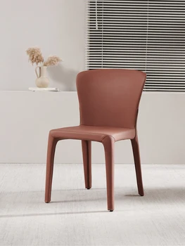 Легкий роскошный обеденный стул из искусственной кожи со стереотипной губкой современный минималистичный дизайн спинки для дома дизайнерский скандинавский стул