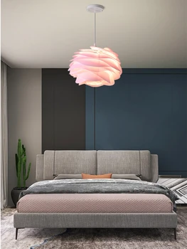 Скандинавская розово-голубая потолочная люстра для спальни, кабинета, кухни, бара отеля, подвесной светильник из белого ПВХ с лепестками, бесплатная лампа