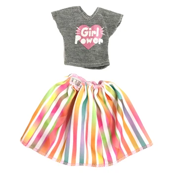 NK 1 комплект Радужное платье принцессы 30 см, милая юбка, модный наряд, повседневная одежда, Аксессуары, одежда для куклы Барби, игрушки для девочек