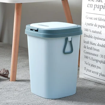 Пластиковое мусорное ведро для бытовых нужд, консервная банка для прессования крышки ванной комнаты, мусорное ведро Pp Office
