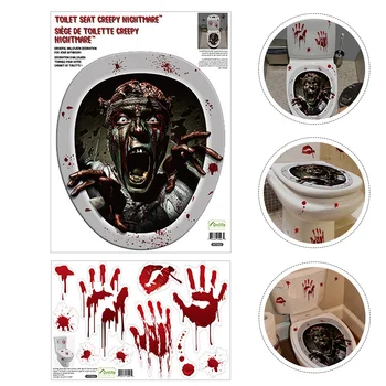 Наклейка на туалет с кричащим зомби на Хэллоуин, наклейки для дома, накладки на сиденье для ванной комнаты