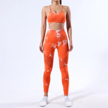 Высококачественная одежда для йоги из 2 предметов, женский спортивный костюм для занятий фитнесом, спортивный бюстгальтер с эффектом пуш-ап, леггинсы, костюм для тренировок по бегу
