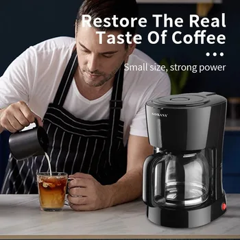 Кофеварка-автомат из нержавеющей стали, 650 Вт, бытовая капельная кофемашина для офиса, эспрессо-машина объемом 1,5 литра