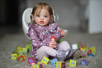 Bebes 24-дюймовая Новорожденная Кукла Для Малышей Reborn Lottie Princess Girl реалистичная Мягкая На Ощупь 3D-Художественная Кукла с Ручными Корневыми Волосами