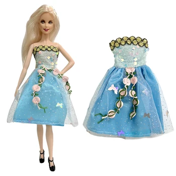 NK 1 комплект 1/6 Принцессы благородного синего цвета, нерегулярное платье, Красивая повседневная одежда, модная юбка для куклы Барби, аксессуары, Подарочная игрушка для девочек