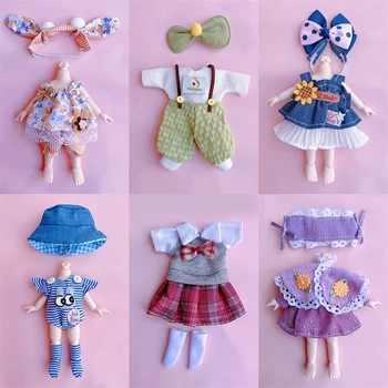 Новый модный комплект униформы для куклы 6 дюймов для куклы Ob11 16-17 см, милый повседневный костюм, юбка для куклы 1/8 bjd
