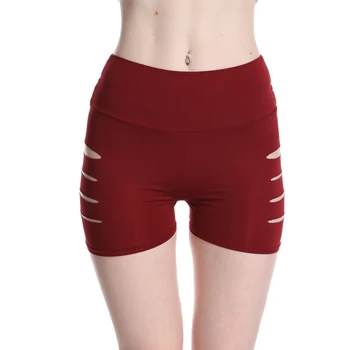 Женские шорты, однотонные эластичные шорты с вырезами по бокам, облегающие спортивные леггинсы с высокой резинкой