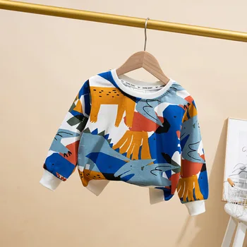 Толстовки для маленьких мальчиков, детская толстовка с мультяшным принтом, пуловер с длинными рукавами для малышей, весна-осень, 2023, Детская повседневная одежда