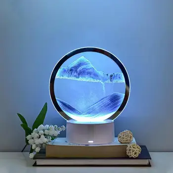 Полезная настольная лампа Прозрачная Декоративная Долговечная прикроватная лампа Dynamic Art Sand Painting RGB LED