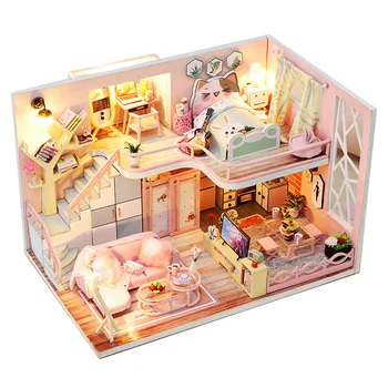 Аксессуары для кукольного домика с мебелью Модель Casa Наборы деревянных кукольных домиков Миниатюры для детских игрушек, подарков на День рождения и Рождество