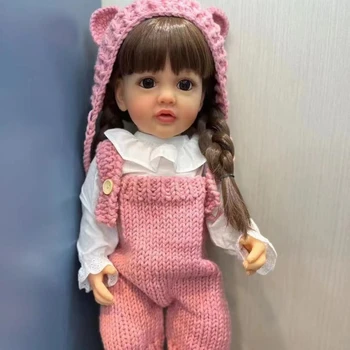 55 см полностью клеящаяся иммерсивная кукла-имитатор, милая семейная игрушка, осенне-зимняя новая розовая шапочка