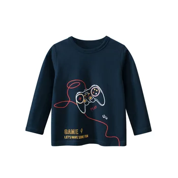 Детская футболка с длинным рукавом, Новинка осени 2023, Нижняя рубашка для мальчиков, Хлопковая Корейская детская одежда с мультяшным рисунком, Прямая поставка
