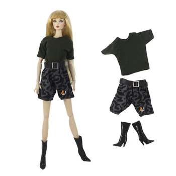 NK 1 Комплект изысканной ролевой одежды в виде солдатиков для куклы, футболки + камуфляжные брюки + благородные черные ботинки для куклы Барби 1/6 Игрушка