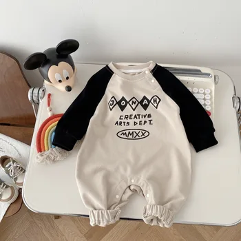 Детский комбинезон 2023, осенний Корейский комбинезон с длинными рукавами в стиле пэчворк для маленьких мальчиков, Хлопковая одежда для новорожденных мальчиков 0-2лет