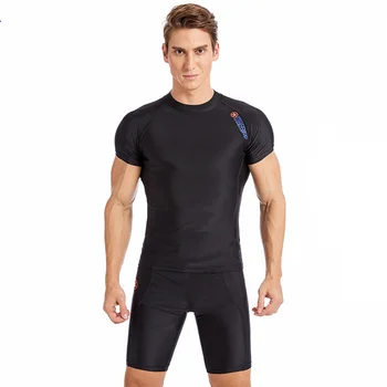 Новый мужской раздельный купальник с короткими рукавами, солнцезащитный быстросохнущий костюм для пляжного серфинга, водные виды спорта, подводное плавание, костюм для серфинга