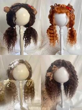 Кукольные парики для Blythe Qbaby из мохера морковного цвета, темно-коричневые Маленькие каштановые кудряшки 9-10 дюймов на голове.